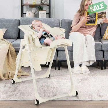 4-in-1 Baby High Chair with 6 Adjustable Heights-Beige Gray High Chairs