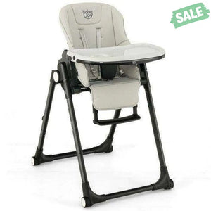 4-in-1 Baby High Chair with 6 Adjustable Heights-Beige Gray High Chairs