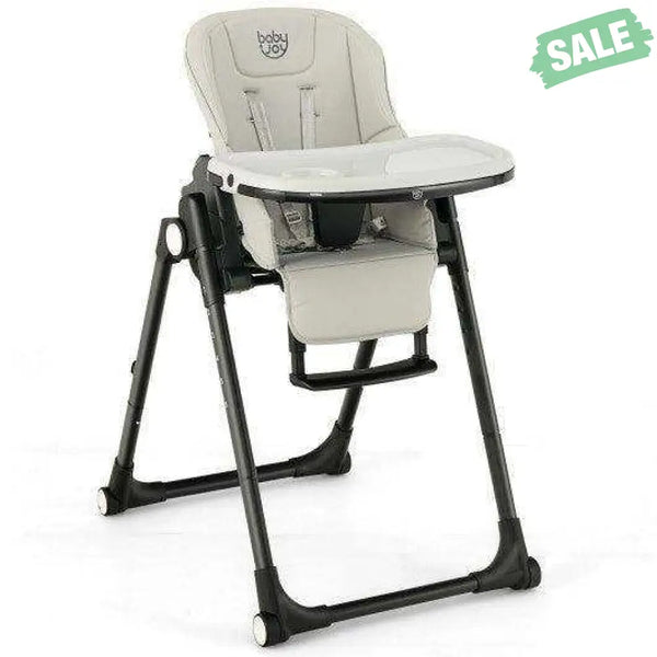 4-in-1 Baby High Chair with 6 Adjustable Heights-Beige Gray High Chairs