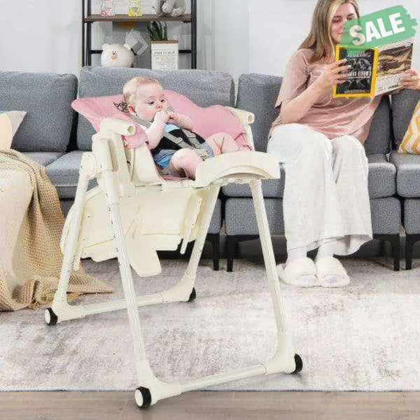 4-in-1 Baby High Chair with 6 Adjustable Heights-Beige Gray High Chairs
