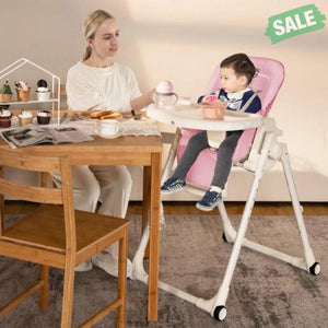 4-in-1 Baby High Chair with 6 Adjustable Heights-Pink