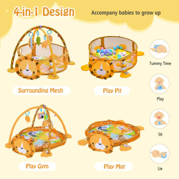 4-in-1 Baby Play Gym with Soft Padding Mat and Arch Design Baby Gyms & Playmats