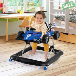 4-in-1 Baby Push Walker Activity Center Height Adjustable with Music Box-Blue