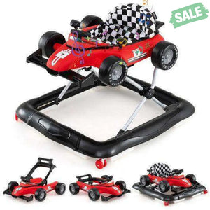 4-in-1 Baby Push Walker Activity Center Height Adjustable with Music Box-Red Red Baby Walkers