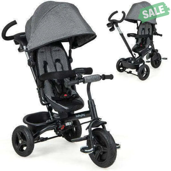 4-in-1 Baby Tricycle Toddler Trike with Reversible Seat and 5-Point Safety Harness-Pink Pink Baby Strollers