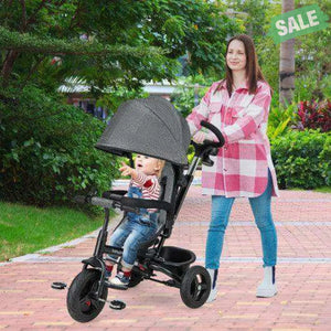 4-in-1 Baby Tricycle Toddler Trike with Reversible Seat and 5-Point Safety Harness-Pink Pink Baby Strollers