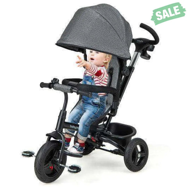 4-in-1 Baby Tricycle Toddler Trike with Reversible Seat and 5-Point Safety Harness-Pink Pink Baby Strollers