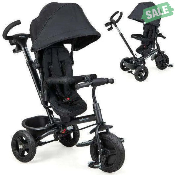 4-in-1 Baby Tricycle Toddler Trike with Reversible Seat and 5-Point Safety Harness-Pink Pink Baby Strollers