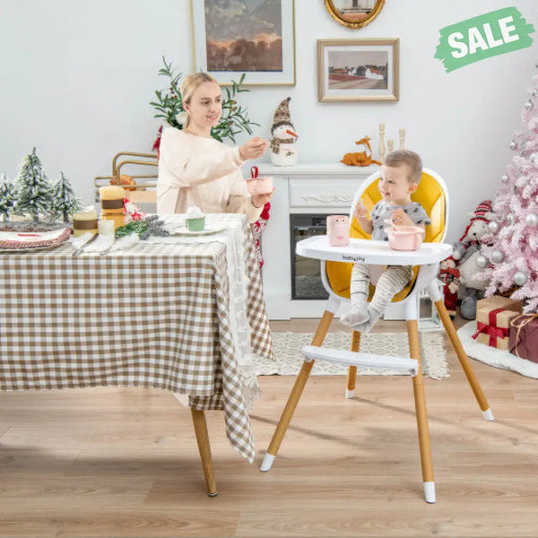 4-in-1 Convertible Baby High Chair Infant Feeding Chair with Adjustable Tray-Gray High Chairs