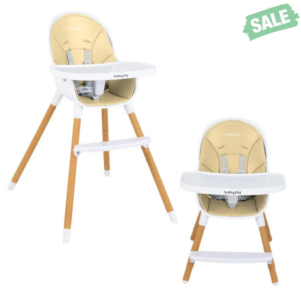 4-in-1 Convertible Baby High Chair Infant Feeding Chair with Adjustable Tray-Gray High Chairs