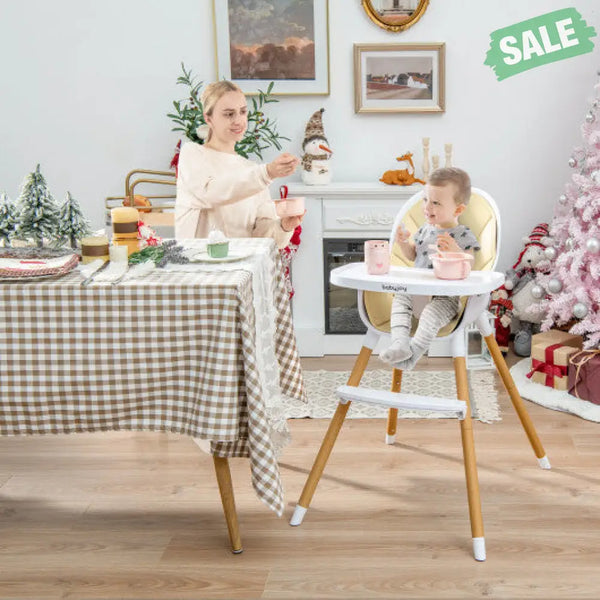 4-in-1 Convertible Baby High Chair Infant Feeding Chair with Adjustable Tray-Gray High Chairs