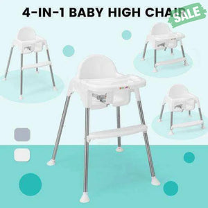 4-in-1 Convertible Baby High Chair with Removable Double Tray-Gray Gray High Chairs