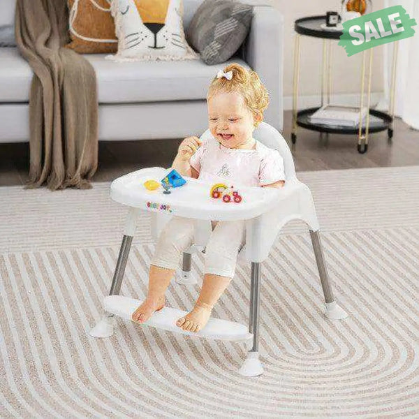 4-in-1 Convertible Baby High Chair with Removable Double Tray-Gray Gray High Chairs