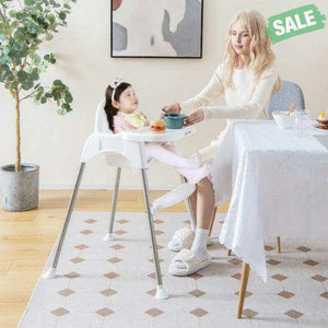 4-in-1 Convertible Baby High Chair with Removable Double Tray-Gray Gray High Chairs