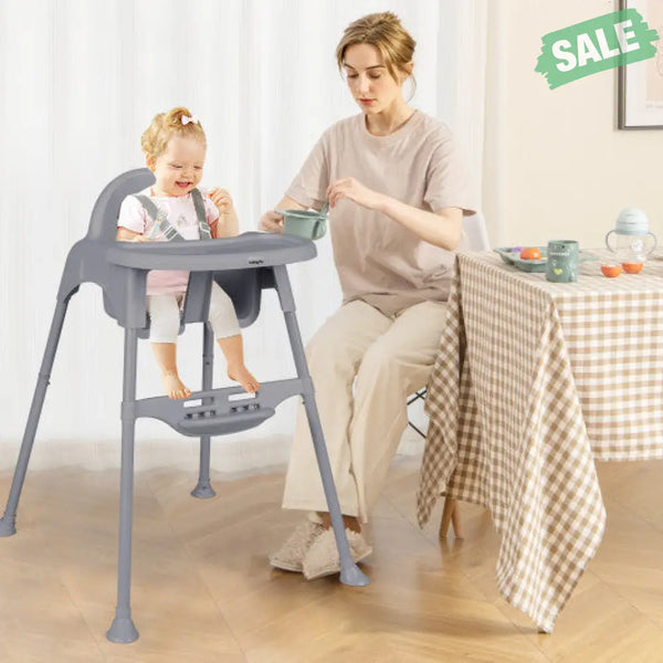 4 in 1 Convertible Kids Dining High Chair with Adjustable Removable Tray and Footrest-White High Chairs