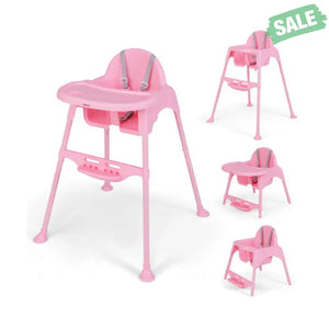 4 in 1 Convertible Kids Dining High Chair with Adjustable Removable Tray and Footrest-White High Chairs