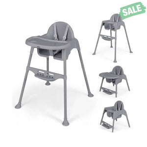 4 in 1 Convertible Kids Dining High Chair with Adjustable Removable Tray and Footrest-White High Chairs