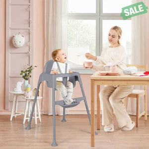 4 in 1 Convertible Kids Dining High Chair with Adjustable Removable Tray and Footrest-White High Chairs