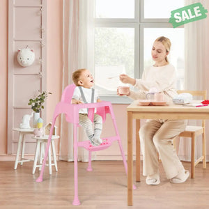 4 in 1 Convertible Kids Dining High Chair with Adjustable Removable Tray and Footrest-White High Chairs