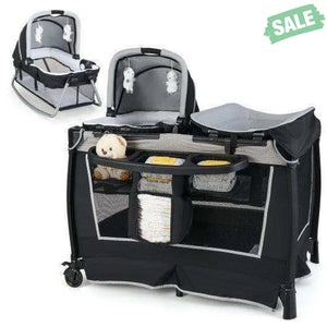 4-in-1 Convertible Portable Baby Play yard with Toys and Music Player-Red Red Baby Playpen & Playards