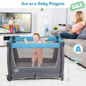 4-in-1 Convertible Portable Baby Play yard with Toys and Music Player-Red Red Baby Playpen & Playards