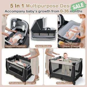 4-in-1 Convertible Portable Baby Play yard with Toys and Music Player-Red Red Baby Playpen & Playards