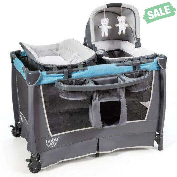 4-in-1 Convertible Portable Baby Play yard with Toys and Music Player-Red Red Baby Playpen & Playards