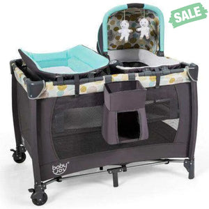 4-in-1 Convertible Portable Baby Playard Newborn Napper with Music and Toys-Blue Blue Baby Playpen & Playards