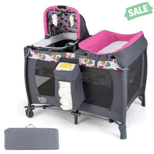 4-in-1 Convertible Portable Baby Playard Newborn Napper with Music and Toys-Blue Blue Baby Playpen & Playards