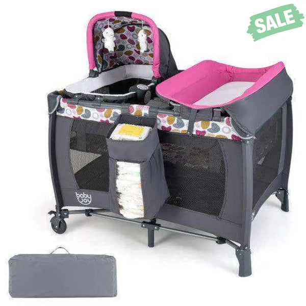 4-in-1 Convertible Portable Baby Playard Newborn Napper with Music and Toys-Blue Blue Baby Playpen & Playards