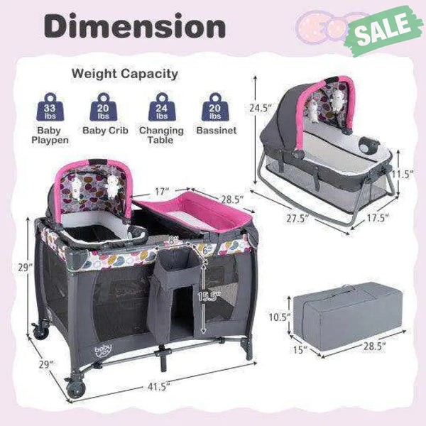 4-in-1 Convertible Portable Baby Playard Newborn Napper with Music and Toys-Blue Blue Baby Playpen & Playards