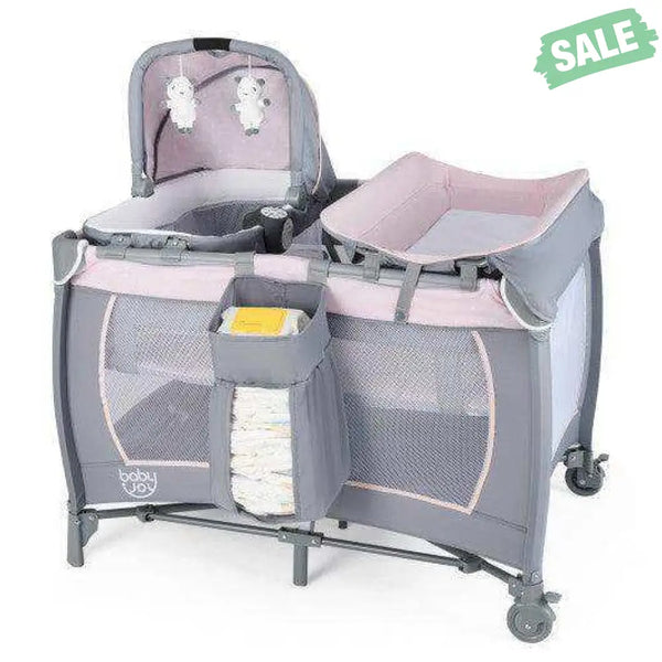 4-in-1 Convertible Portable Baby Playard Newborn Napper with Music and Toys-Blue Blue Baby Playpen & Playards