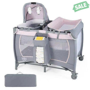 4-in-1 Convertible Portable Baby Playard Newborn Napper with Music and Toys-Blue Blue Baby Playpen & Playards