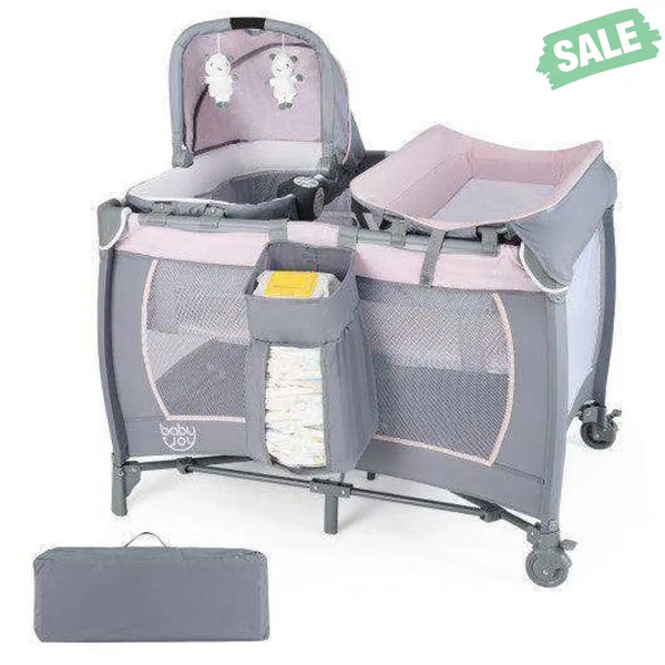 4-in-1 Convertible Portable Baby Playard Newborn Napper with Music and Toys-Blue Blue Baby Playpen & Playards