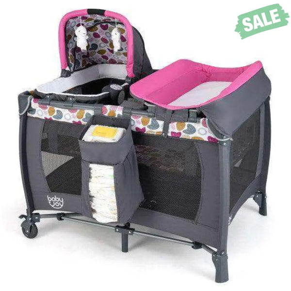 4-in-1 Convertible Portable Baby Playard Newborn Napper with Music and Toys-Blue Blue Baby Playpen & Playards