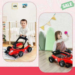 4-in-1 Foldable Activity Push Walker with Adjustable Height-Red Red Baby Walkers