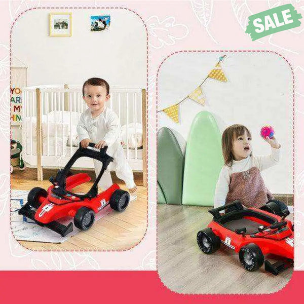 4-in-1 Foldable Activity Push Walker with Adjustable Height-Red Red Baby Walkers