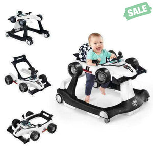 4-in-1 Foldable Activity Push Walker with Adjustable Height-Red Red Baby Walkers