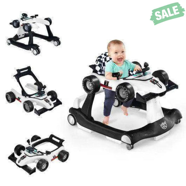 4-in-1 Foldable Activity Push Walker with Adjustable Height-Red Red Baby Walkers