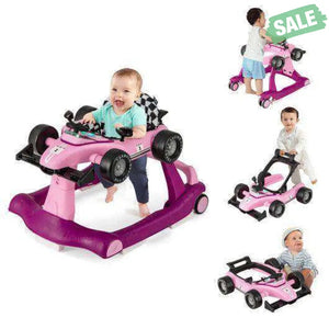 4-in-1 Foldable Activity Push Walker with Adjustable Height-Red Red Baby Walkers