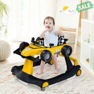 4-in-1 Foldable Activity Push Walker with Adjustable Height-Red Red Baby Walkers