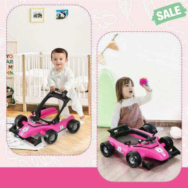 4-in-1 Foldable Activity Push Walker with Adjustable Height-Red Red Baby Walkers