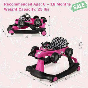 4-in-1 Foldable Activity Push Walker with Adjustable Height-Red Red Baby Walkers