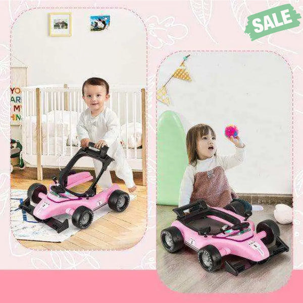 4-in-1 Foldable Activity Push Walker with Adjustable Height-Red Red Baby Walkers