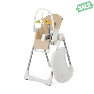 4-in-1 Foldable Baby High Chair with 7 Adjustable Heights and Free Toys Bar-Black High Chairs
