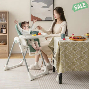 4-in-1 Foldable Baby High Chair with 7 Adjustable Heights and Free Toys Bar-Black High Chairs