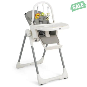 4-in-1 Foldable Baby High Chair with 7 Adjustable Heights and Free Toys Bar-Black High Chairs
