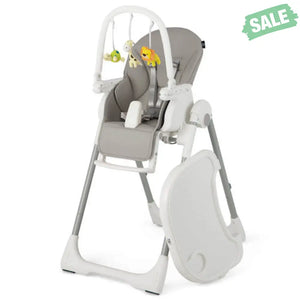 4-in-1 Foldable Baby High Chair with 7 Adjustable Heights and Free Toys Bar-Black High Chairs