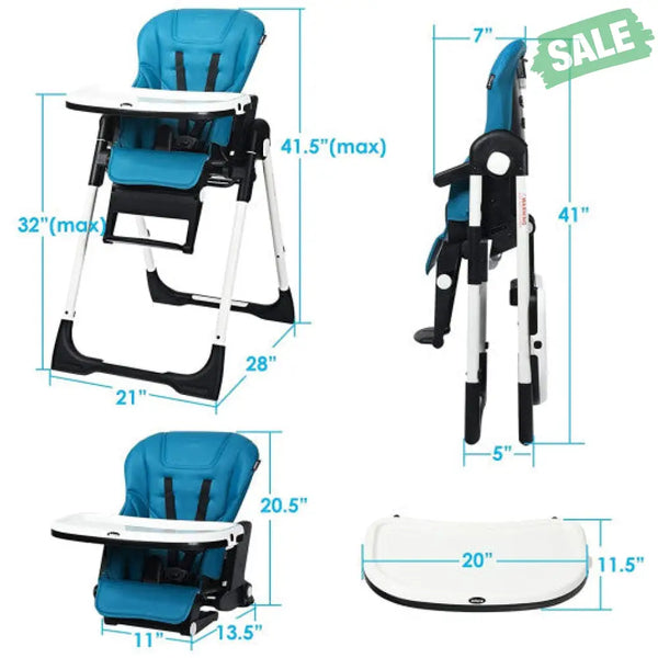 4-in-1 High Chair–Booster Seat with Adjustable Height and Recline-Black High Chairs