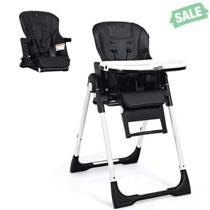 4-in-1 High Chair–Booster Seat with Adjustable Height and Recline-Black High Chairs